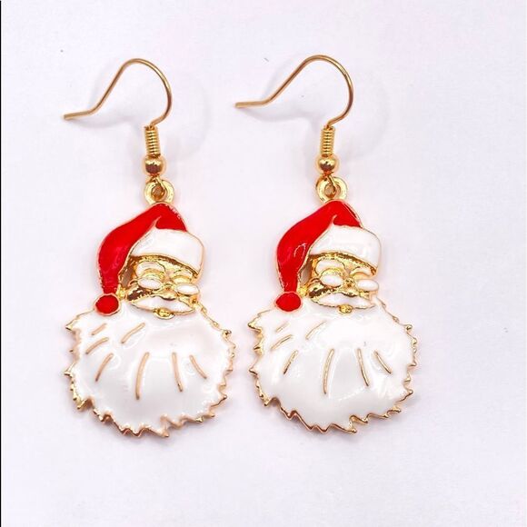Gold Christmas themed Santa earring - Picture 1 of 4